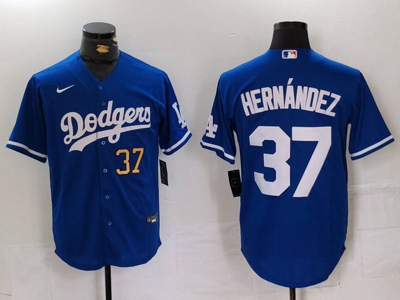 Men Los Angeles Dodgers #37 Hernandez Blue Nike Game 2024 MLB Jersey style 7241
